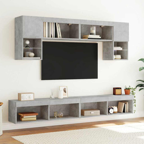 TV-taso LED-valoilla betoninharmaa 100x30x30 cm