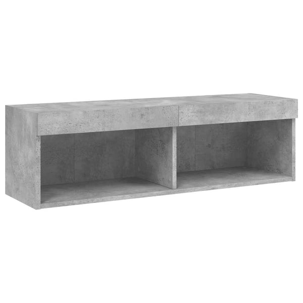 TV-taso LED-valoilla betoninharmaa 100x30x30 cm