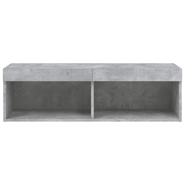 TV-taso LED-valoilla betoninharmaa 100x30x30 cm