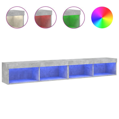 TV-tasot LED-valoilla 2 kpl betoninharmaa 100x30x30 cm