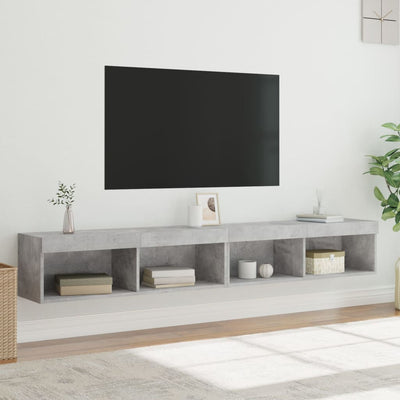 TV-tasot LED-valoilla 2 kpl betoninharmaa 100x30x30 cm