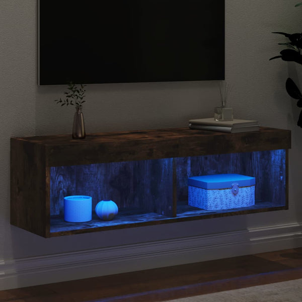 TV-taso LED-valoilla savutammi 100x30x30 cm