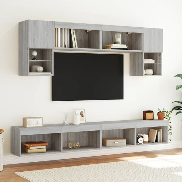 TV-taso LED-valoilla harmaa Sonoma 100x30x30 cm