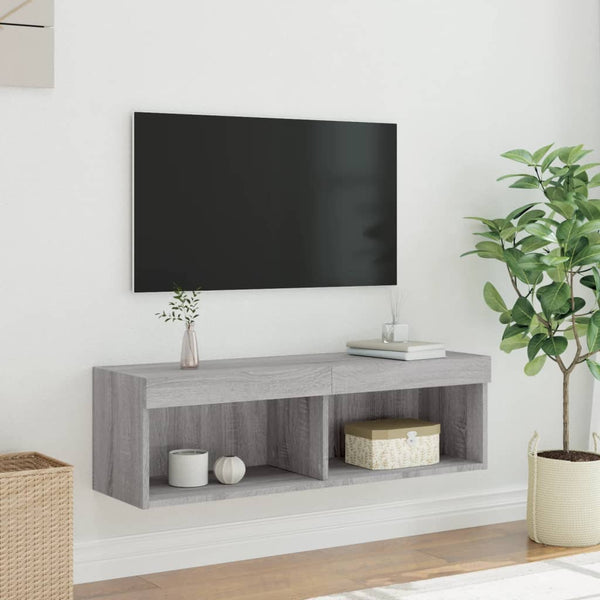 TV-taso LED-valoilla harmaa Sonoma 100x30x30 cm