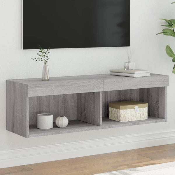 TV-taso LED-valoilla harmaa Sonoma 100x30x30 cm