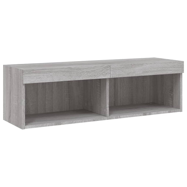 TV-taso LED-valoilla harmaa Sonoma 100x30x30 cm