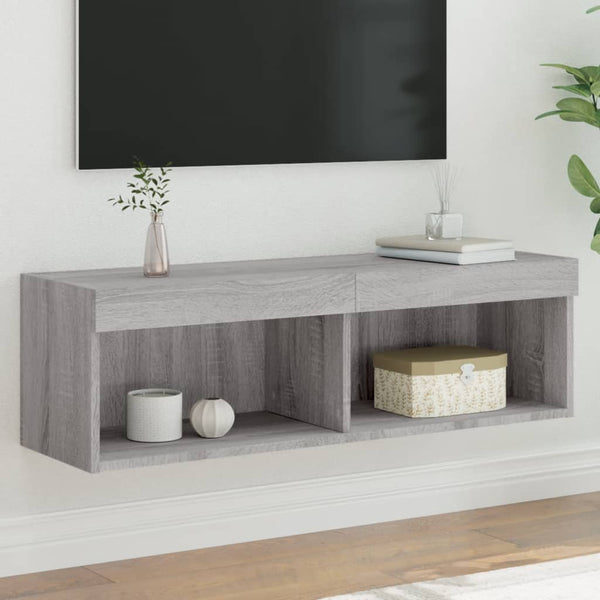 TV-taso LED-valoilla harmaa Sonoma 100x30x30 cm