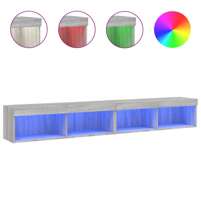 TV-tasot LED-valoilla 2 kpl harmaa Sonoma 100x30x30 cm