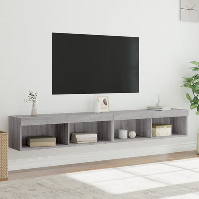 TV-tasot LED-valoilla 2 kpl harmaa Sonoma 100x30x30 cm
