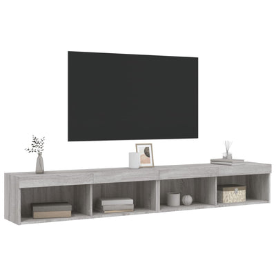 TV-tasot LED-valoilla 2 kpl harmaa Sonoma 100x30x30 cm