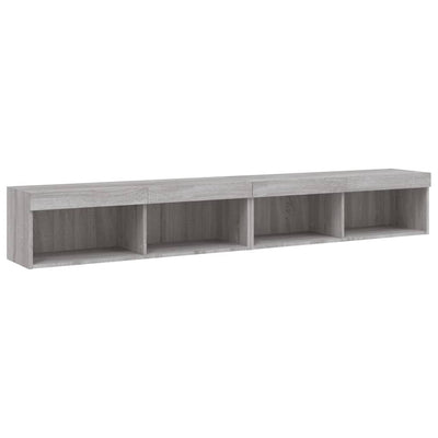 TV-tasot LED-valoilla 2 kpl harmaa Sonoma 100x30x30 cm