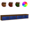 TV-tasot LED-valoilla 2 kpl ruskea tammi 100x30x30 cm