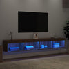 TV-tasot LED-valoilla 2 kpl ruskea tammi 100x30x30 cm