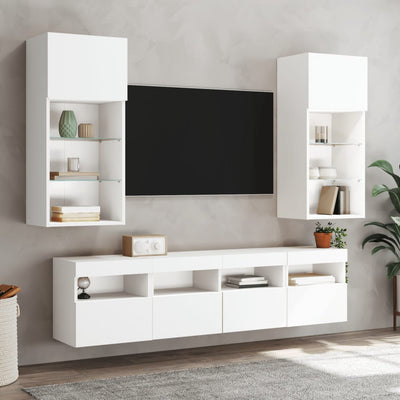 TV-seinäkaapit LED-valoilla 2 kpl valkoinen 40x30x40 cm