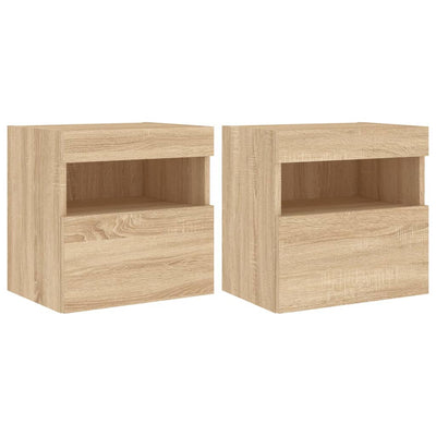 TV-seinäkaapit LED-valoilla 2 kpl Sonoma-tammi 40x30x40 cm