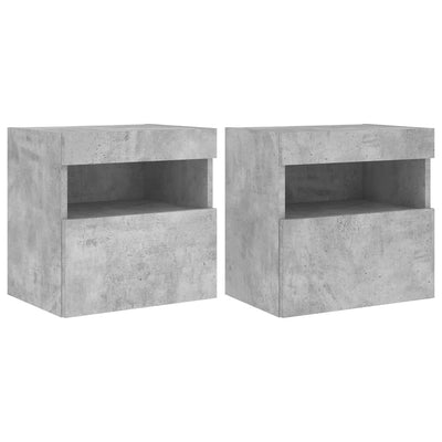 TV-seinäkaapit LED-valoilla 2 kpl betoninharmaa 40x30x40 cm