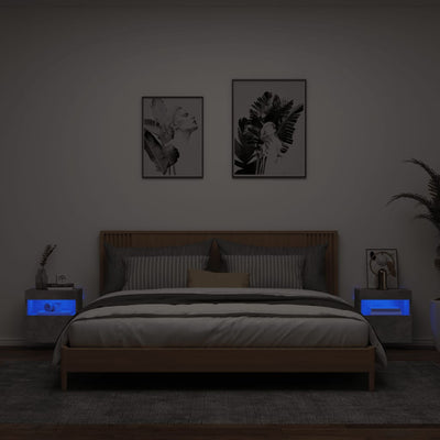 TV-seinäkaapit LED-valoilla 2 kpl betoninharmaa 40x30x40 cm