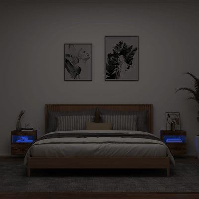 TV-seinäkaapit LED-valoilla 2 kpl savutammi 40x30x40 cm