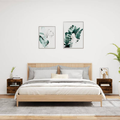 TV-seinäkaapit LED-valoilla 2 kpl savutammi 40x30x40 cm