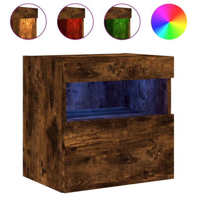 TV-seinäkaapit LED-valoilla 2 kpl savutammi 40x30x40 cm
