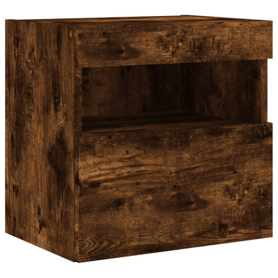 TV-seinäkaapit LED-valoilla 2 kpl savutammi 40x30x40 cm