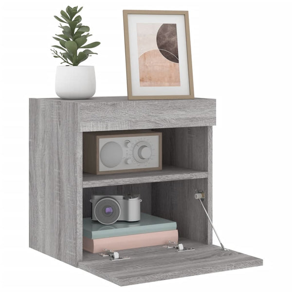 TV-seinäkaappi LED-valoilla harmaa Sonoma 40x30x40 cm