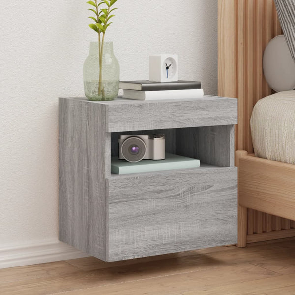 TV-seinäkaappi LED-valoilla harmaa Sonoma 40x30x40 cm