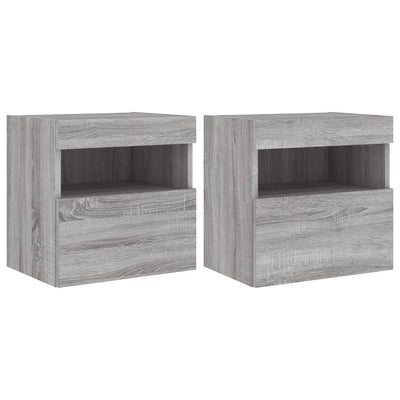 TV-seinäkaapit LED-valoilla 2 kpl harmaa Sonoma 40x30x40 cm