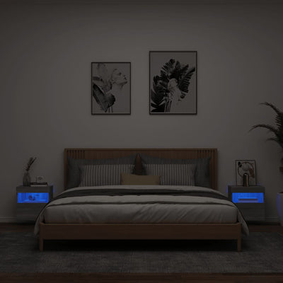 TV-seinäkaapit LED-valoilla 2 kpl harmaa Sonoma 40x30x40 cm