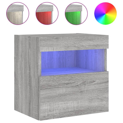 TV-seinäkaapit LED-valoilla 2 kpl harmaa Sonoma 40x30x40 cm