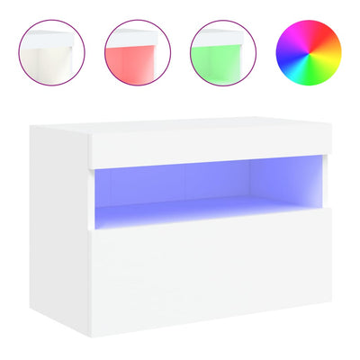 TV-seinäkaappi LED-valoilla valkoinen 60x30x40 cm