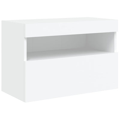TV-seinäkaappi LED-valoilla valkoinen 60x30x40 cm