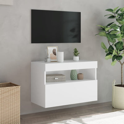 TV-seinäkaappi LED-valoilla valkoinen 60x30x40 cm