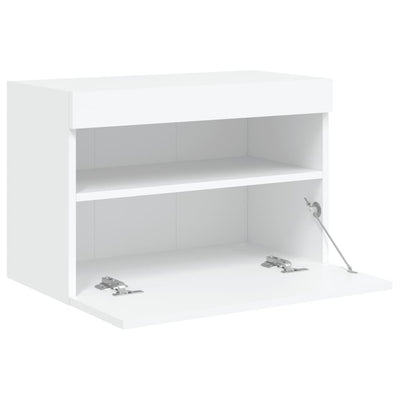 TV-seinäkaappi LED-valoilla valkoinen 60x30x40 cm