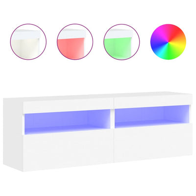 TV-seinäkaapit LED-valoilla 2 kpl valkoinen 60x30x40 cm