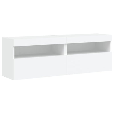 TV-seinäkaapit LED-valoilla 2 kpl valkoinen 60x30x40 cm