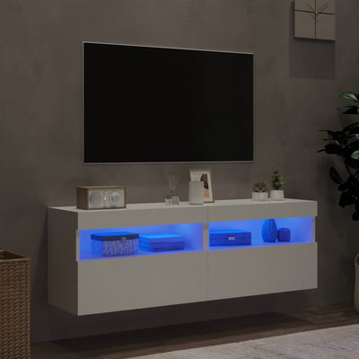 TV-seinäkaapit LED-valoilla 2 kpl valkoinen 60x30x40 cm