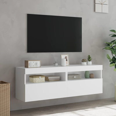 TV-seinäkaapit LED-valoilla 2 kpl valkoinen 60x30x40 cm