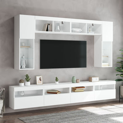 TV-seinäkaapit LED-valoilla 2 kpl valkoinen 60x30x40 cm