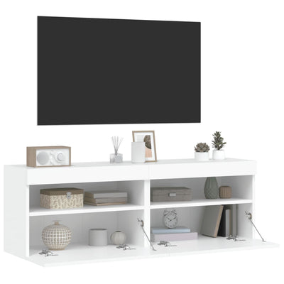 TV-seinäkaapit LED-valoilla 2 kpl valkoinen 60x30x40 cm