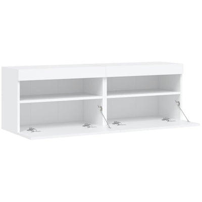 TV-seinäkaapit LED-valoilla 2 kpl valkoinen 60x30x40 cm