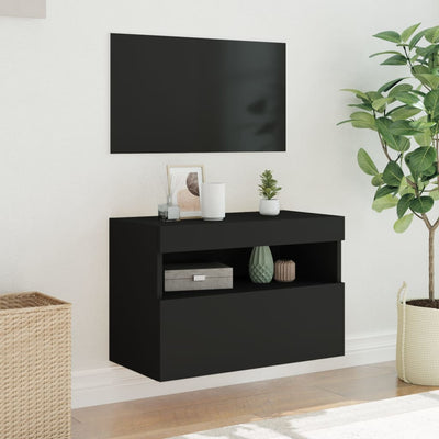 TV-seinäkaappi LED-valoilla musta 60x30x40 cm