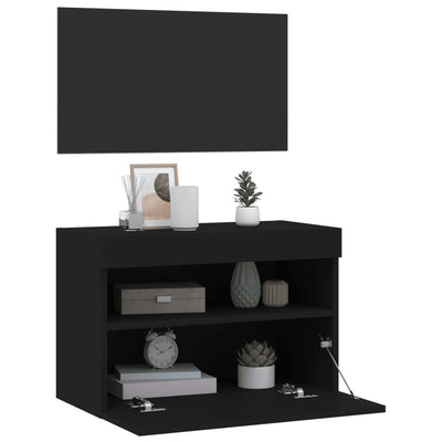 TV-seinäkaappi LED-valoilla musta 60x30x40 cm