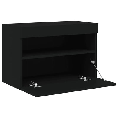 TV-seinäkaappi LED-valoilla musta 60x30x40 cm