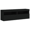 TV-seinäkaapit LED-valoilla 2 kpl musta 60x30x40 cm