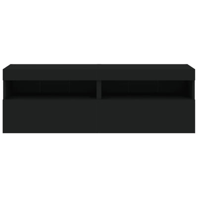 TV-seinäkaapit LED-valoilla 2 kpl musta 60x30x40 cm