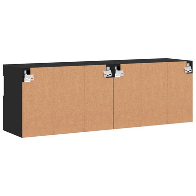 TV-seinäkaapit LED-valoilla 2 kpl musta 60x30x40 cm