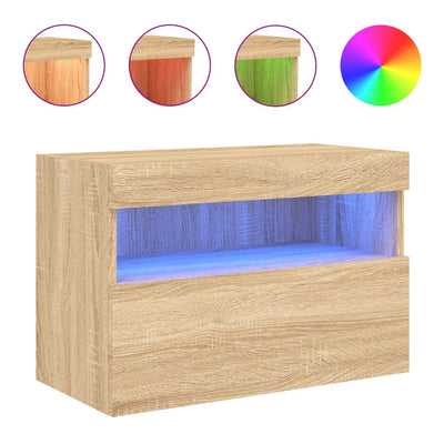 TV-seinäkaappi LED-valoilla Sonoma-tammi 60x30x40 cm