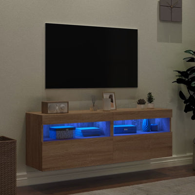 TV-seinäkaapit LED-valoilla 2 kpl Sonoma-tammi 60x30x40 cm
