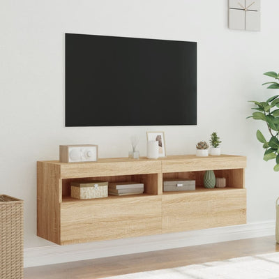 TV-seinäkaapit LED-valoilla 2 kpl Sonoma-tammi 60x30x40 cm